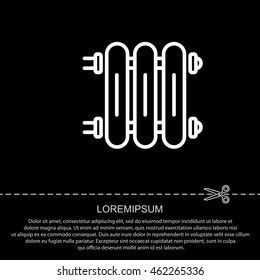 Web line icon. Radiator, Cast-iron radiator for heating systems