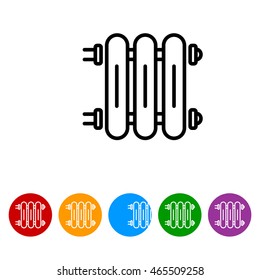Web line icon. Radiator, Cast-iron radiator for heating systems