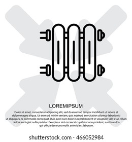 Web line icon. Radiator, Cast-iron radiator for heating systems