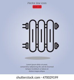 Web line icon. Radiator, Cast-iron radiator for heating systems