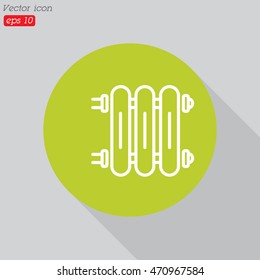 Web line icon. Radiator, Cast-iron radiator for heating systems