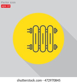 Web line icon. Radiator, Cast-iron radiator for heating systems