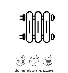 Web line icon. Radiator, Cast-iron radiator for heating systems