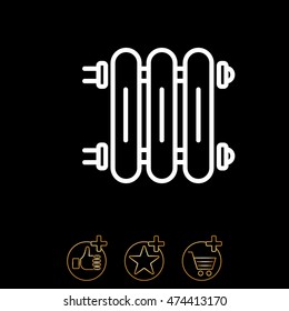 Web line icon. Radiator, Cast-iron radiator for heating systems