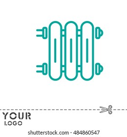 Web line icon. Radiator, Cast-iron radiator for heating systems
