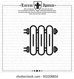 Web line icon. Radiator, Cast-iron radiator for heating systems