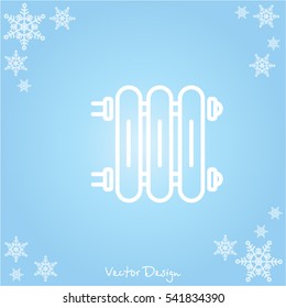 Web line icon. Radiator, Cast-iron radiator for heating systems
