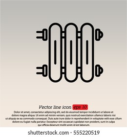 Web line icon. Radiator, Cast-iron radiator for heating systems
