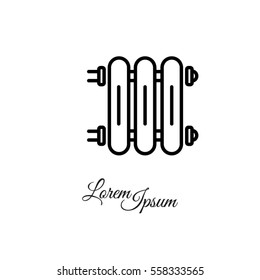 Web line icon. Radiator, Cast-iron radiator for heating systems