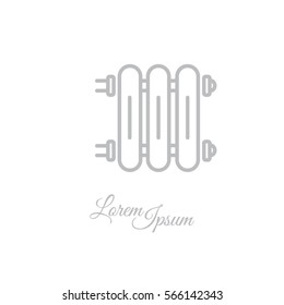 Web line icon. Radiator, Cast-iron radiator for heating systems