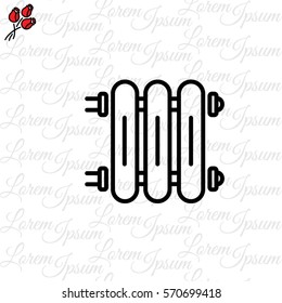 Web line icon. Radiator, Cast-iron radiator for heating systems