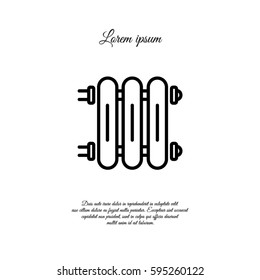 Web line icon. Radiator, Cast-iron radiator for heating systems