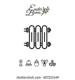 Web line icon. Radiator, Cast-iron radiator for heating systems