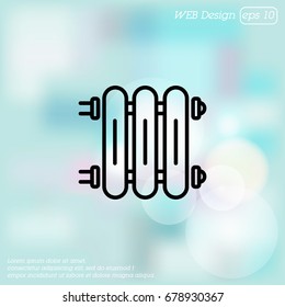 Web line icon. Radiator, Cast-iron radiator for heating systems