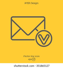 Web line icon. Received message