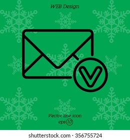 Web line icon. Received message
