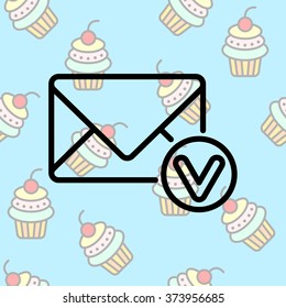 Web line icon. Received message