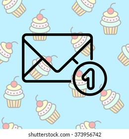 Web line icon. Received message