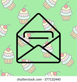 Web line icon. Received message 