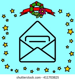 Web line icon. Received message 