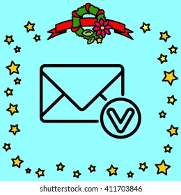 Web line icon. Received message