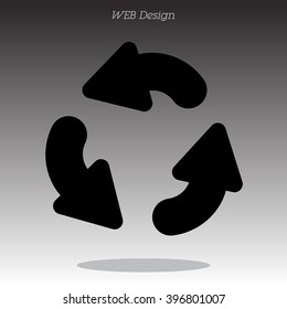 Web line icon. Refresh; three circular arrows