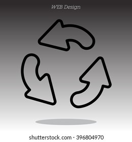 Web line icon. Refresh; three circular arrows