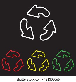 Web line icon. Refresh; three circular arrows