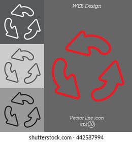Web line icon. Refresh; three circular arrows