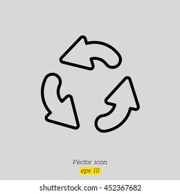 Web line icon. Refresh; three circular arrows