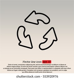 Web line icon. Refresh; three circular arrows