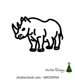 Web line icon. Rhinoceros; wild animals
