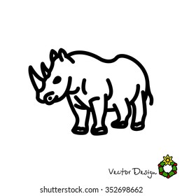 Web line icon. Rhinoceros; wild animals