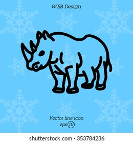 Web line icon. Rhinoceros; wild animals