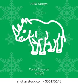 Web line icon. Rhinoceros; wild animals