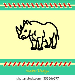Web line icon. Rhinoceros; wild animals