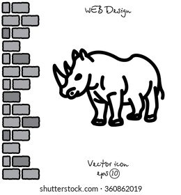 Web line icon. Rhinoceros; wild animals