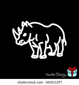 Web line icon. Rhinoceros; wild animals