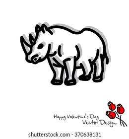 Web line icon. Rhinoceros; wild animals
