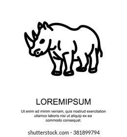Web line icon. Rhinoceros; wild animals