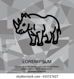 Web line icon. Rhinoceros; wild animals
