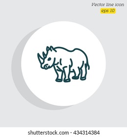 Web line icon. Rhinoceros; wild animals