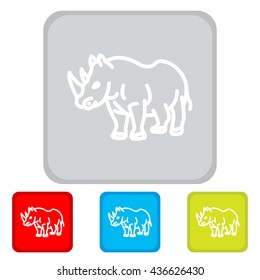 Web line icon. Rhinoceros; wild animals