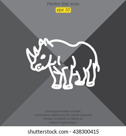 Web line icon. Rhinoceros; wild animals