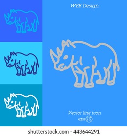 Web line icon. Rhinoceros; wild animals