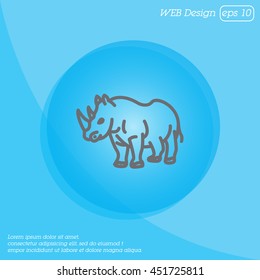 Web line icon. Rhinoceros; wild animals