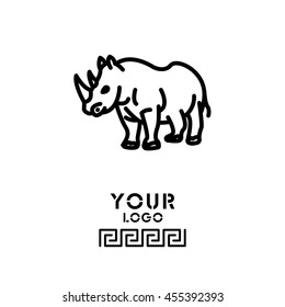 Web line icon. Rhinoceros; wild animals