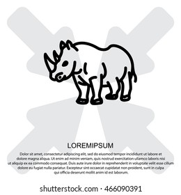 Web line icon. Rhinoceros; wild animals