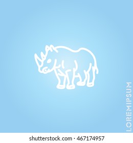 Web line icon. Rhinoceros; wild animals