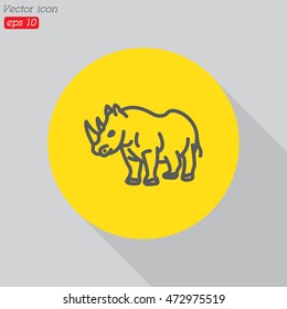 Web line icon. Rhinoceros; wild animals